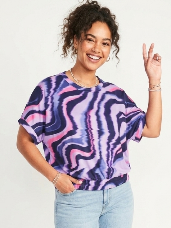 tek gear Tops - Tek Gear Abstract Wave-Print Short Sleeve Tee in Purple and Pink